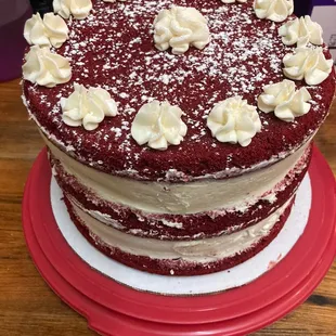 House made red velvet gob cake with old fashioned cooked icing