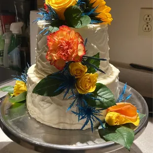 House made cake for a small outdoor wedding