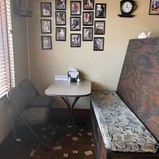 a small table and chair