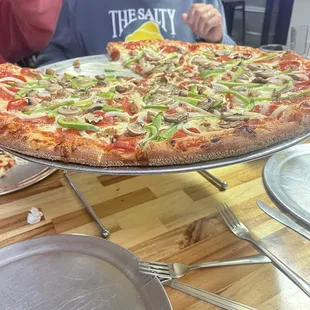a pizza on a pan