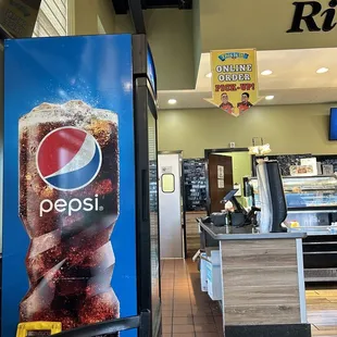 the inside of a pepsi restaurant