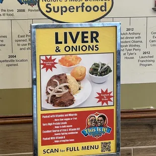 a sign for liver and onions