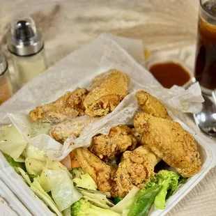 chicken wings and fried chicken, food