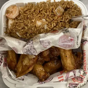 Honey Garlic Pepper Wings/ Shrimp Fried Rice Combo