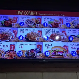 a menu for a fast food restaurant