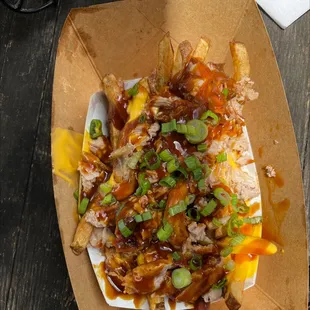 Barbecue BBQ Pulled Pork Loaded Fries with Pork