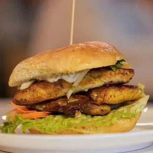 Pan seared turmeric fish sandwich