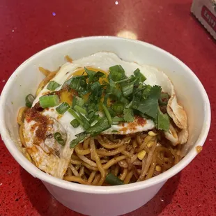 Garlic Noodles with a Fried Egg