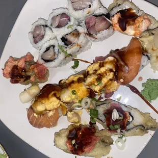 The best plate-- Yellowtail Roll, Scallop G2G roll, and half order of Sushi Poppers