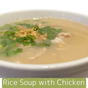 a bowl of soup with chicken