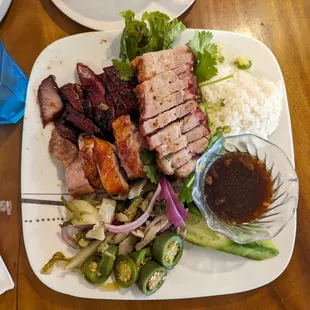 Roasted duck and BBQ pork lunch box