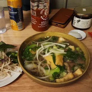 Tofu and vegetable in beef broth