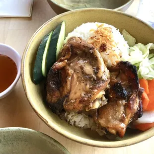 Spiced chicken and rice.