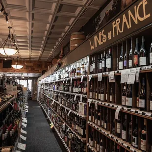 rows of wine bottles