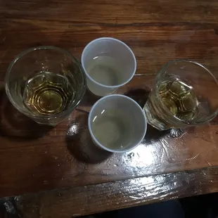 three glasses of whiskey