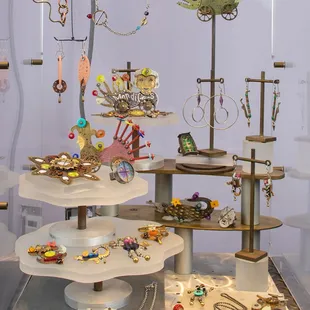 Jewelry display inside Thomas Mann Gallery I/O.
