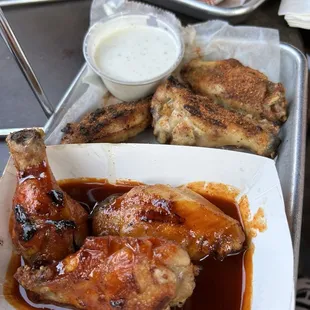 Grilled Wings, blackened and spicy korean