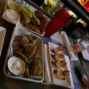 Fried mushrooms, deviled eggs &amp; chicken tenders. All great!