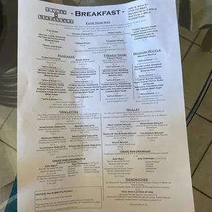 Breakfast menu