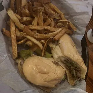 Beef Philly cheesesteak  Fries