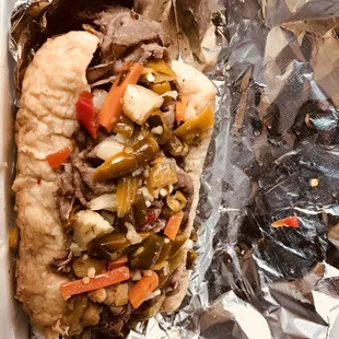  steak sandwich with peppers and onions