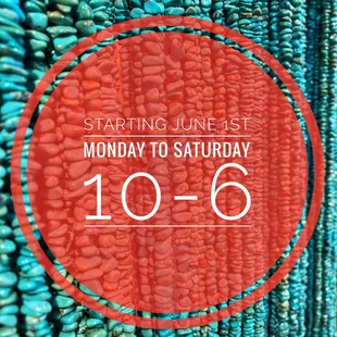 We have returned to regular store hours. Monday through Saturday, 10-6.