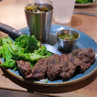 Steak with broccoli &amp; collard greens