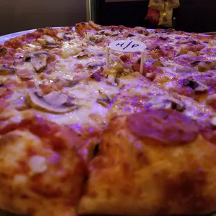 a pizza on a table