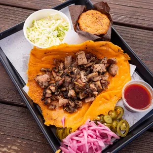 Smoked chicken taco plate