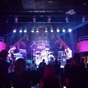 a band performing on stage