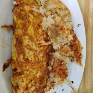 Greek omelette and hash browns