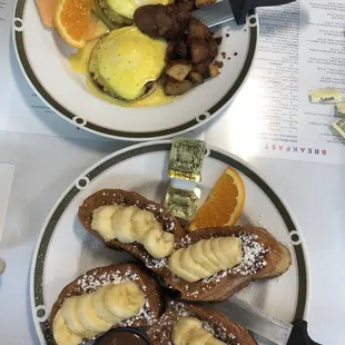 two plates of food on a table