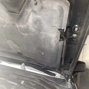 Torn.  Zip tied. What the heck.