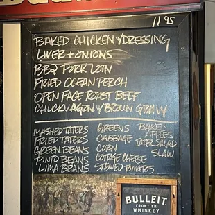 Black board menu- changes daily