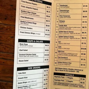 sushi and sashimi, menu