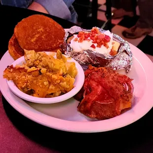 Smitty's Meatloaf with loaded baked potatoe and broccoli casserole