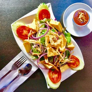 Vegan Tofu Salad with The signature Thai Peanut Dressing