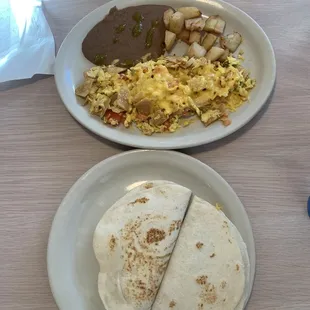 Bean and Bean &amp; Cheese Taco, Chilaquiles Regulares