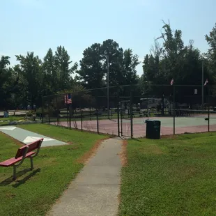 Shuffle board, tennis courts
