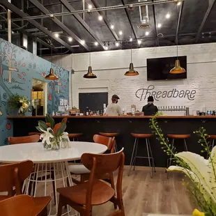 the bar and dining area