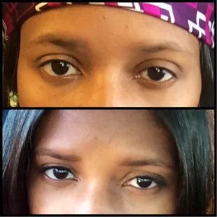 My before top&amp;after before picture I have really fine eyebrows with little hair from years of waxing.She did amazing I love em!!