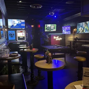 Seating area and pool table