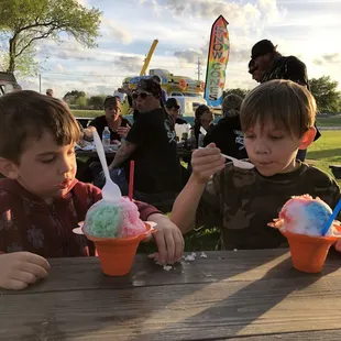 Snow cones after playing hard