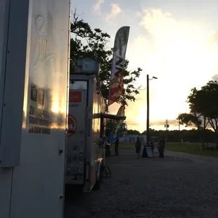 the sun setting
