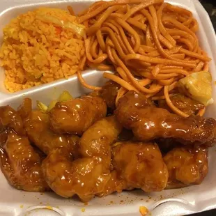 Pineapple chicken W/ rice &amp; noodles