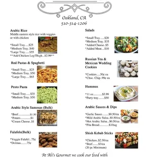 Our Menu If you have any questions please give us a call