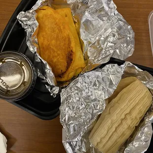 birria burrito and tamale