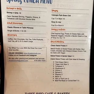 Lunch menu - May 2023
