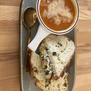 Chicken Pesto Spinach Artichoke Sandwich