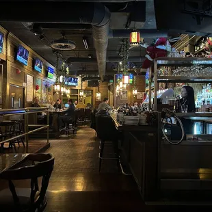 a bar with people sitting at tables